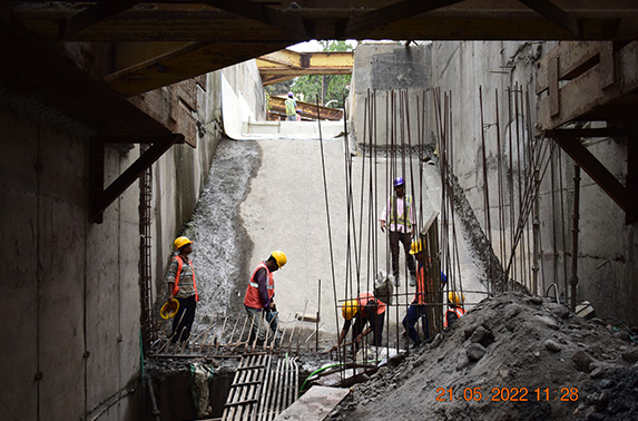 EE 02 slope portion waterproofing _ rebar preparation works